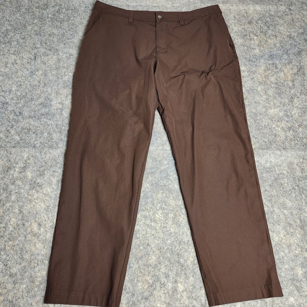 lululemon Classic Fit 5 Pocket Trouser Pants Men 36x29 Brown Warpstreme Sporty